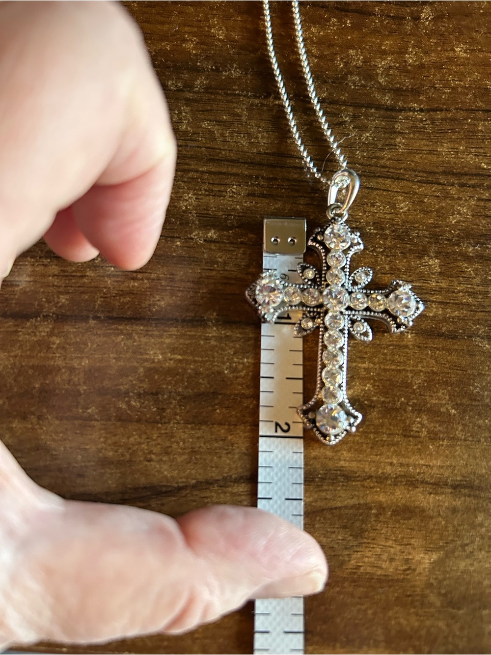 Sparkling Rhinestone Cross Necklace – Adjustable Chain - Picture 5 of 6